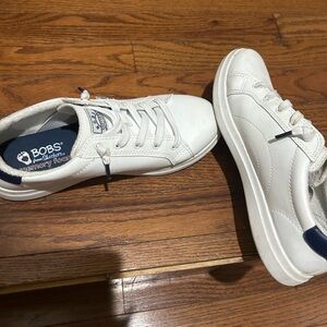Skechers Women's White Sneakers with Navy Accents